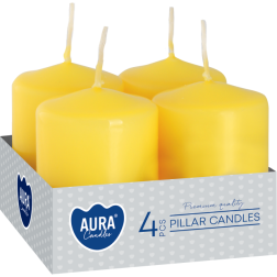 BISPOL Aura pillar candles sw40/60-010 (yellow) ~7h 4pcs.