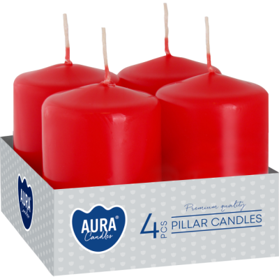 BISPOL Aura Stumpenkerzen sw40/60-030 (rot) ~7h 4St.