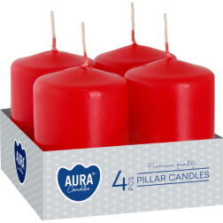 BISPOL Aura pillar candles sw40/60-030 (red) ~7h 4pcs.