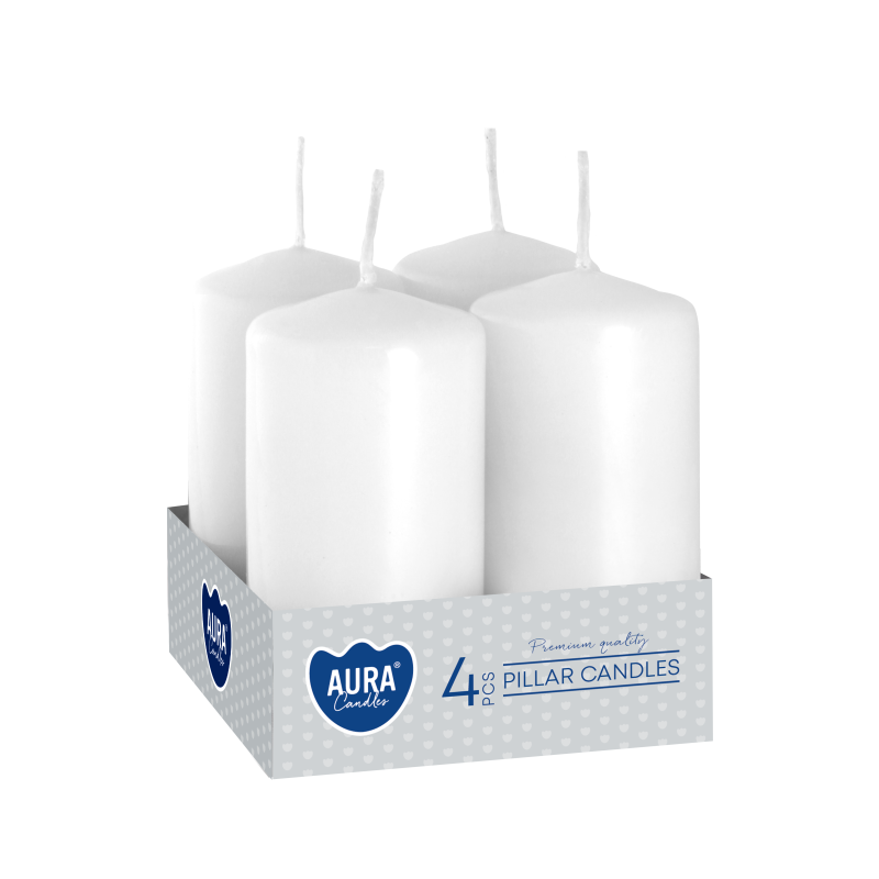 Świece pieńkowe walce BISPOL Aura sw40/80-090 (białe) ~9h 4szt.