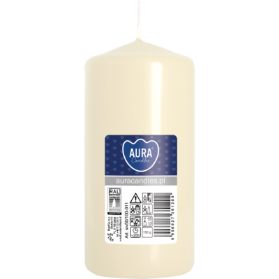 Pillar candle BISPOL Aura sw50/100-011 (ecru) ~20h