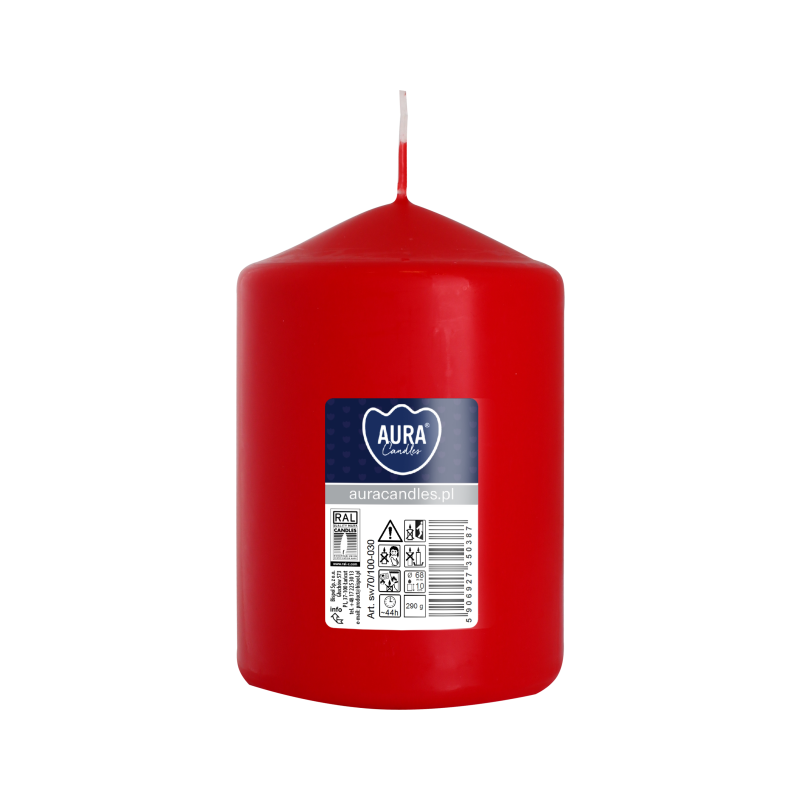Świeca pieńkowa walec BISPOL Aura sw70/100-030 (czerwona) ~44h