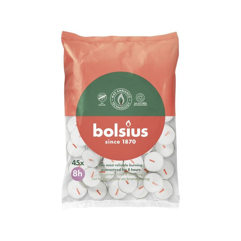 Podgrzewacze bezzapachowe BOLSIUS 38mm 8h 45szt.