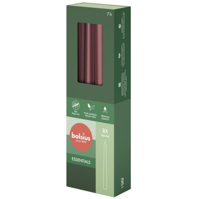 Świece stołowe BOLSIUS Szpica 245/24 (bordowe) ~7h 8szt.