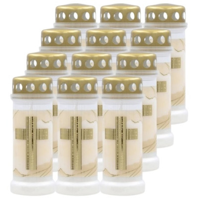 Filled plastic grave lights BOLSIUS NR 6L Cross 17cm ~70h 12pcs.