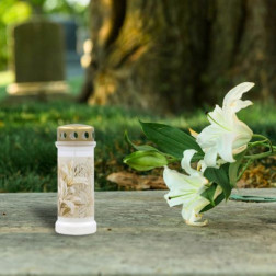 Gefüllte Kunststoff Grablichter BOLSIUS NR 6L Lilia 17cm ~70h 12St.