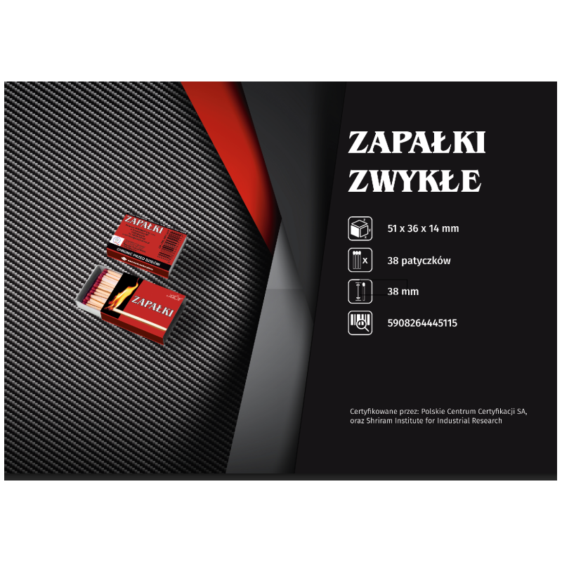 MONONEGRO krátké zápalky 100 krabic (100 x ~38ks.) 44mm