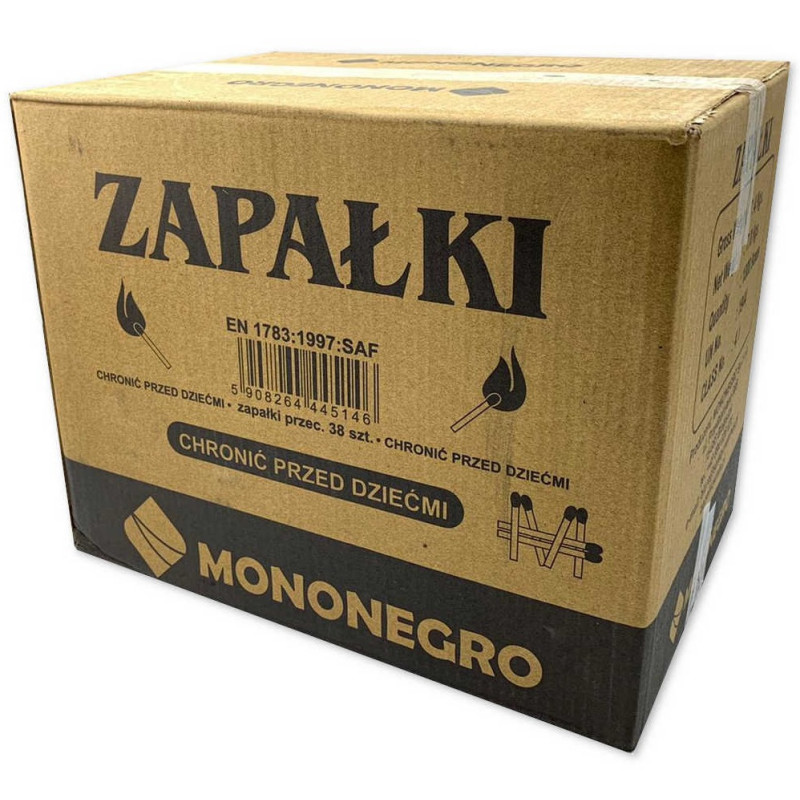 Zapałki krótkie MONONEGRO 1000 pudełek (1000 x ~38szt.) 44mm