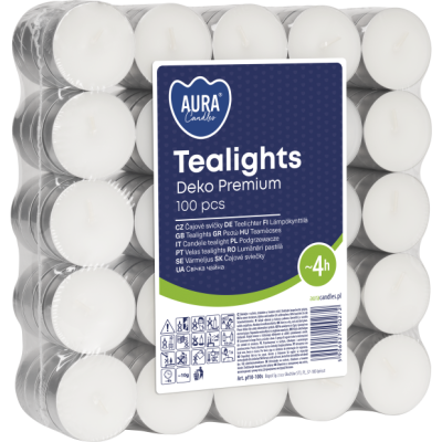 Podgrzewacze Tealight Deko Premium Bezzapachowe w Stosie 100 sztuk