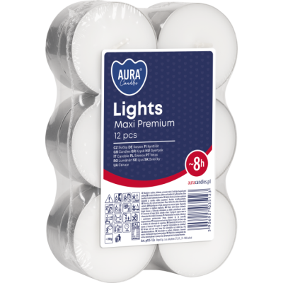 Podgrzewacze bezzapachowe BISPOL Aura pf35-12s (Maxi Lights) 8h 12szt.