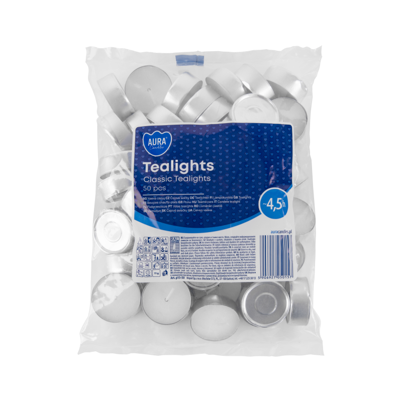 Podgrzewacze Tealight Classic Bezzapachowe w Folii 50 sztuk