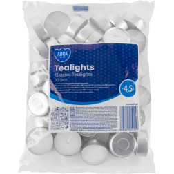 Tealight Classic Unscented Warmers in Foil, 50 pieces
