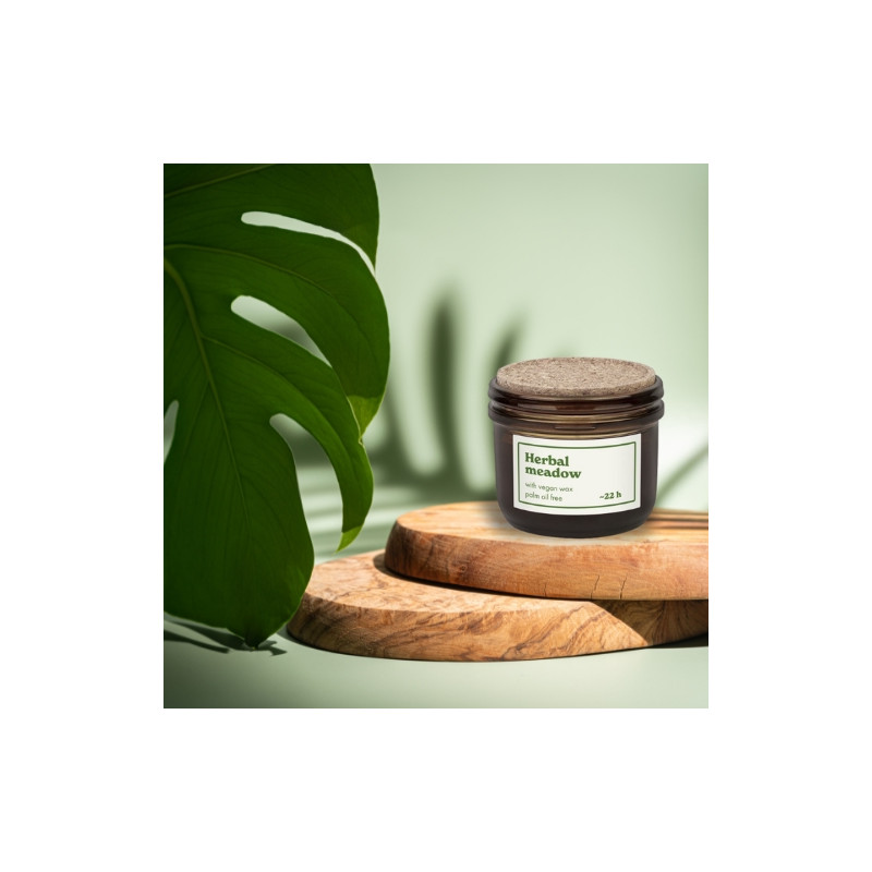 Scented candle in glass with cork BOLSIUS (Herbal meadow) ~22h