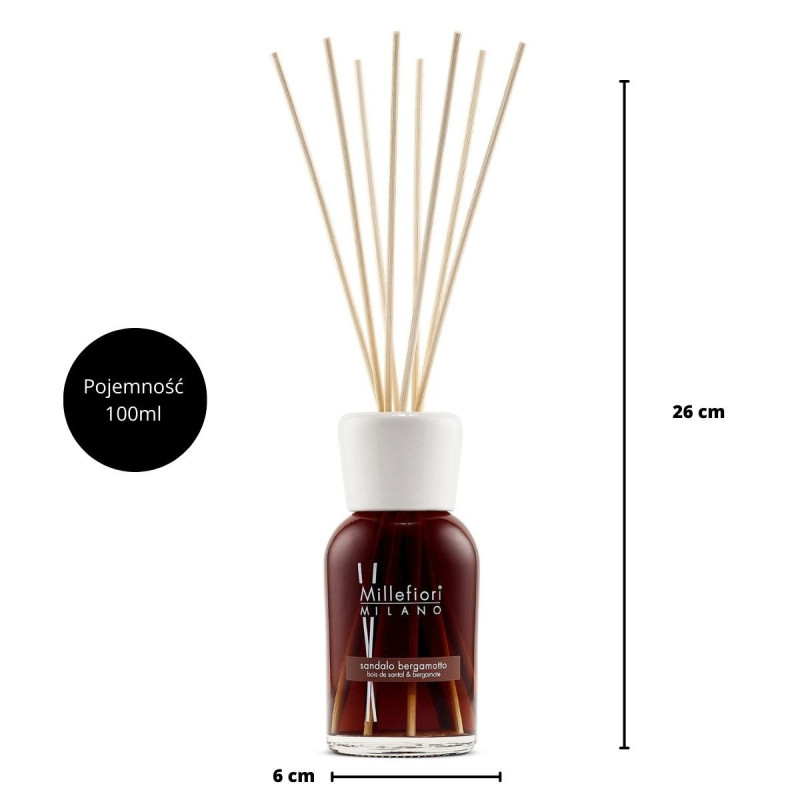 Dyfuzor pałeczki zapachowe MILLEFIORI Milano (Sandalo Bergamotto) 100ml