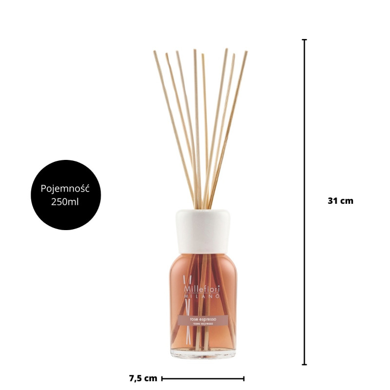 MILLEFIORI Milano ROSE ESPRESSO 250ml vonný tyčinkový difuzér