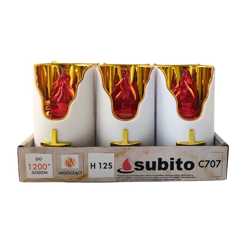 Subito C707 H125 LED svíčkové vložky 6 kusů zlato-červené