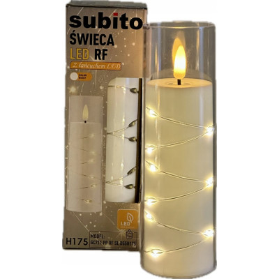 LED svíčka s LED řetězem SUBITO GC711 H175 slonovinová (364)