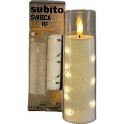 Świeca LED z łańcuchem LED SUBITO GC711 H175 kość słoniowa (364)