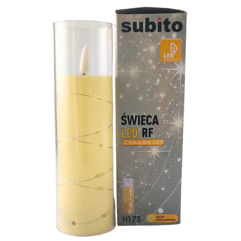 LED Kerze mit LED Kette SUBITO GC711 H175 elfenbein (364)