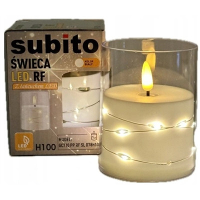 LED sviečka s LED reťazou SUBITO GC710 H100 biela (365)