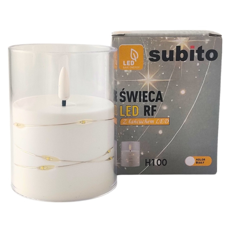 Świeca LED z łańcuchem LED SUBITO GC710 H100 biała (365)
