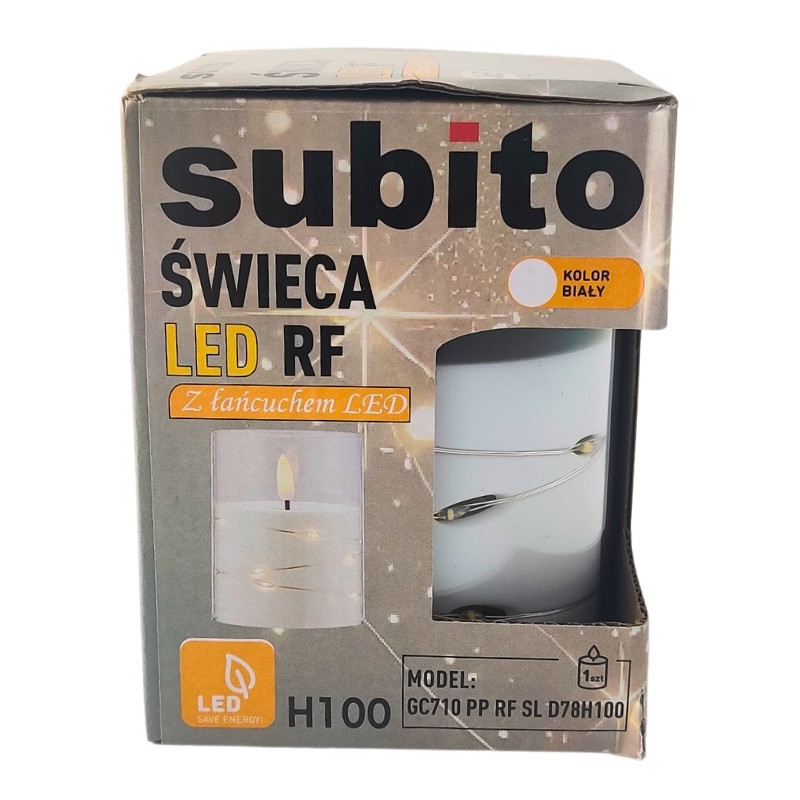 Świeca LED z łańcuchem LED SUBITO GC710 H100 biała (365)