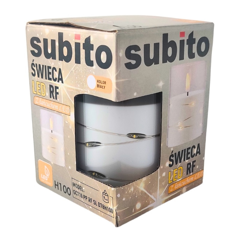 Świeca LED z łańcuchem LED SUBITO GC710 H100 biała (365)