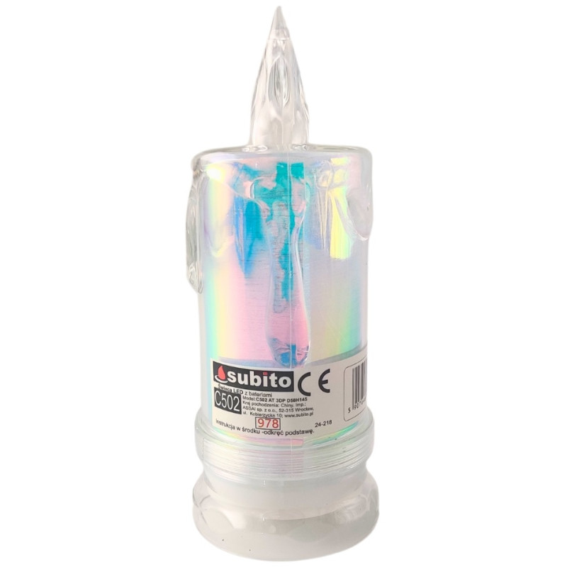 LED glitter candle SUBITO C502 H145 OPAL cold white (978) 1 piece