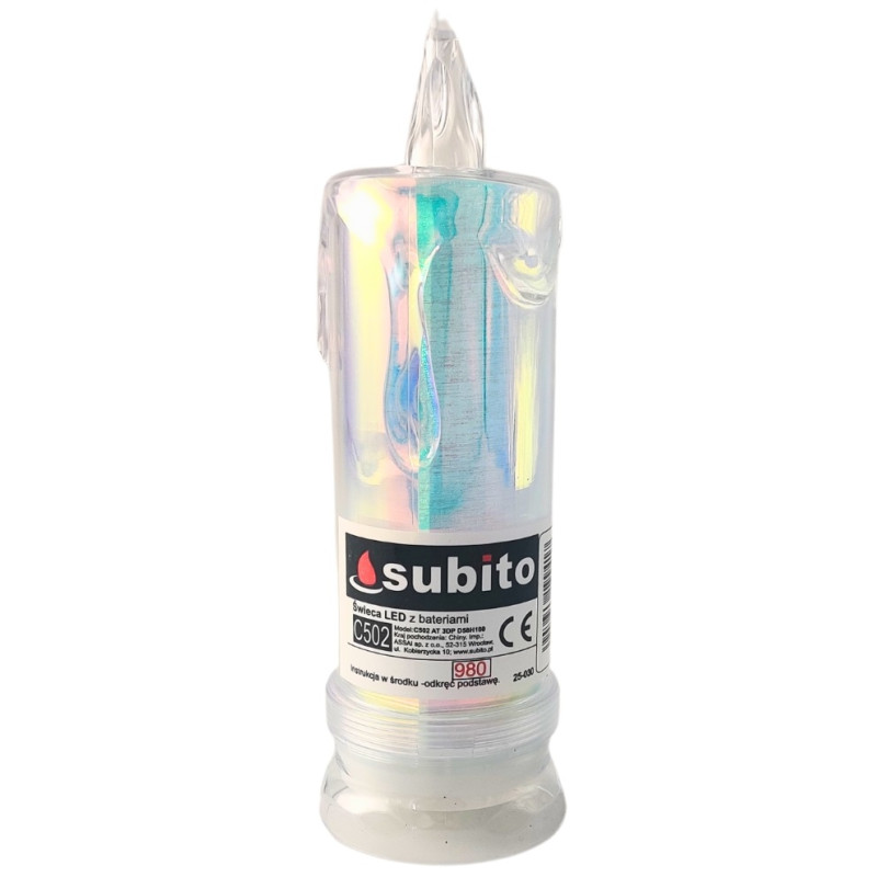 LED glitter candle SUBITO C502 H180 OPAL cold white (980) 1 piece