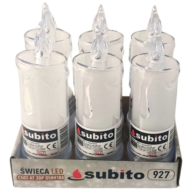 LED glitter candle SUBITO C502 H180 warm white (927) 6 pieces