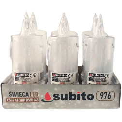 LED glitter candle SUBITO C502 H145 cold white (976) 6 pieces