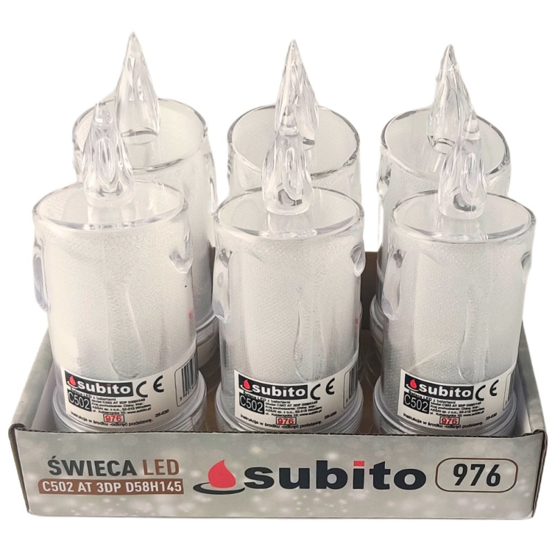 LED glitter candle SUBITO C502 H145 cold white (976) 6 pieces