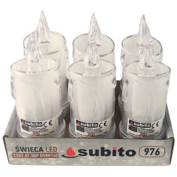 LED glitter candle SUBITO C502 H145 cold white (976) 6 pieces