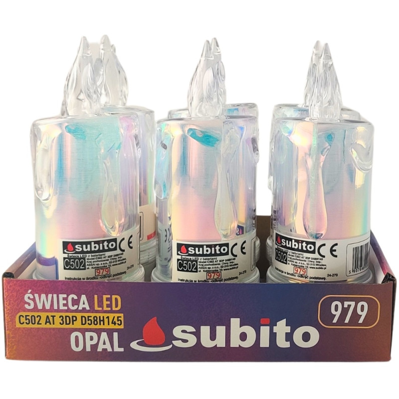 LED glitter candle SUBITO C502 H145 OPAL warm white (979) 6 pieces