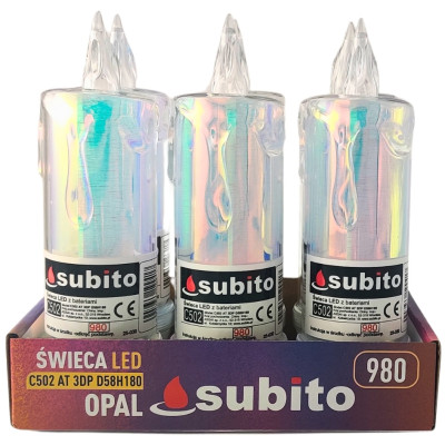 LED Glitzerkerze SUBITO C502 H180 OPAL kaltweiß (980) 6 Stück
