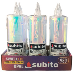 LED trblietavá sviečka SUBITO C502 H180 OPAL studená biela (980) 6 kusov