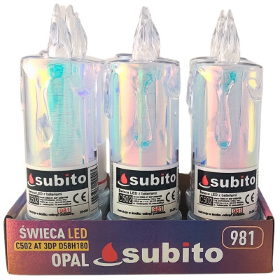 LED Glitzerkerze SUBITO C502 H180 OPAL warmweiß (981) 6 Stück