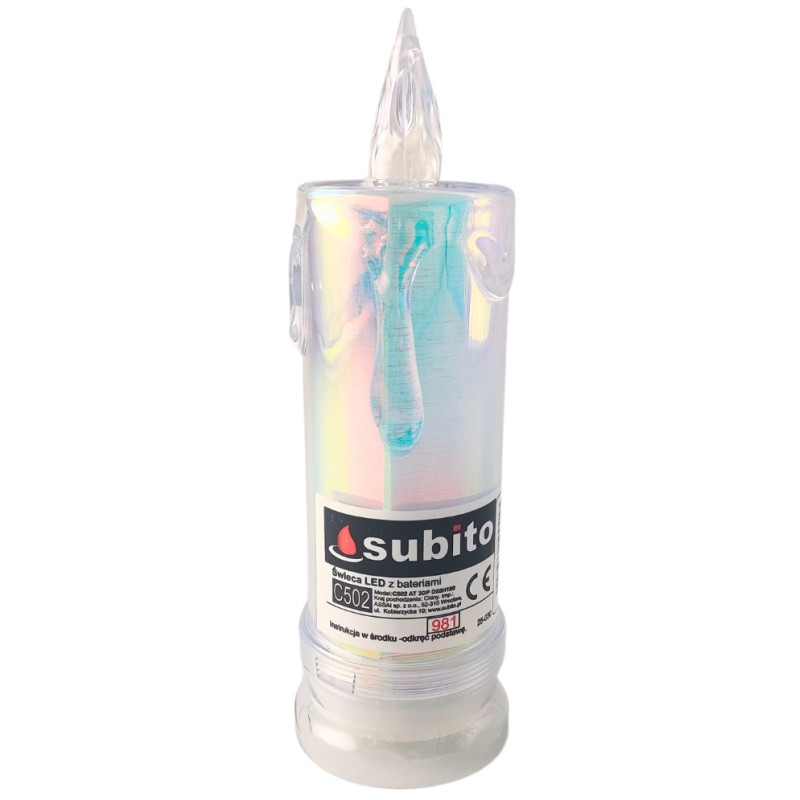 LED glitter candle SUBITO C502 H180 OPAL warm white (981) 6 pieces