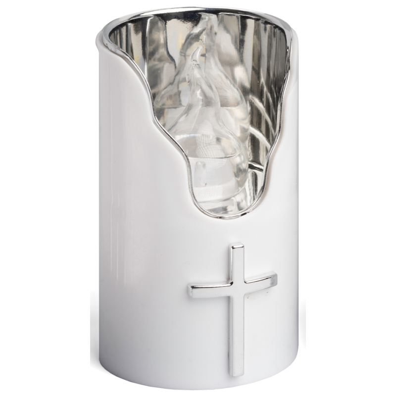 Wkład LED do zniczy kapliczek SUBITO C707 H125 srebrny/biały 1 sztuka