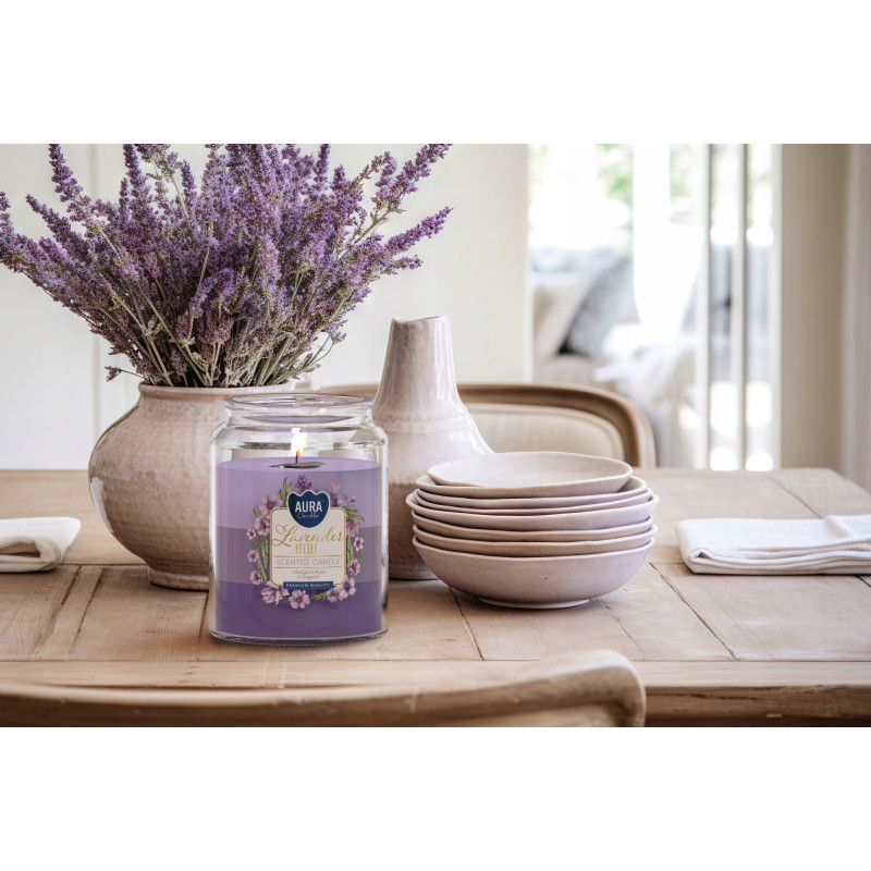 Vonná sviečka BISPOL Aura snd99t-385 (Levanduľový reliéf) ~100h