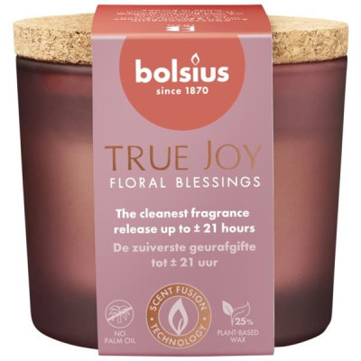 Vonná svíčka ve skle s korkem BOLSIUS True Joy Floral Blessings ~21h