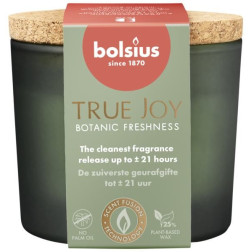 Scented candle in glass with cork BOLSIUS True Joy Botanic Freshness ~21h