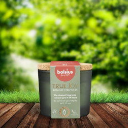 Świeca zapachowa w szkle z korkiem BOLSIUS True Joy Botanic Freshness ~21h