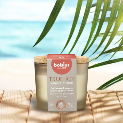 Duftkerze im Glas mit Korken BOLSIUS True Joy Vanilla Delight ~21h 2