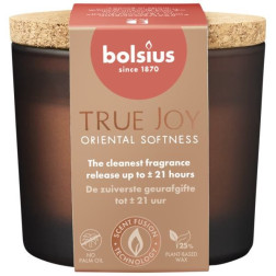 Vonná svíčka ve skle s korkem BOLSIUS True Joy Oriental Softness ~21h