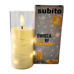 LED sviečka s LED reťazou SUBITO GC711 H125 slonovinová (362)