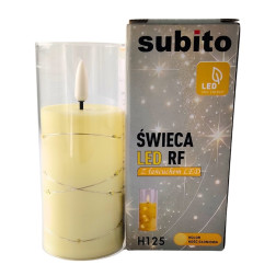 Świeca LED z łańcuchem LED SUBITO GC711 H125 kość słoniowa (362)