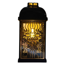 FERMO kaplnková sviečka malá prelamovaná ruža-kríž čierna/zlatá 29 cm