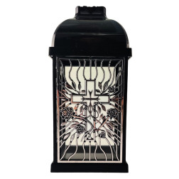 FERMO chapel candle small openwork rose-cross black/silver 29cm