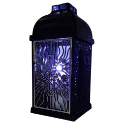 Znicz kapliczka FERMO mały ażur róża-krzyż czarny/srebro 29cm